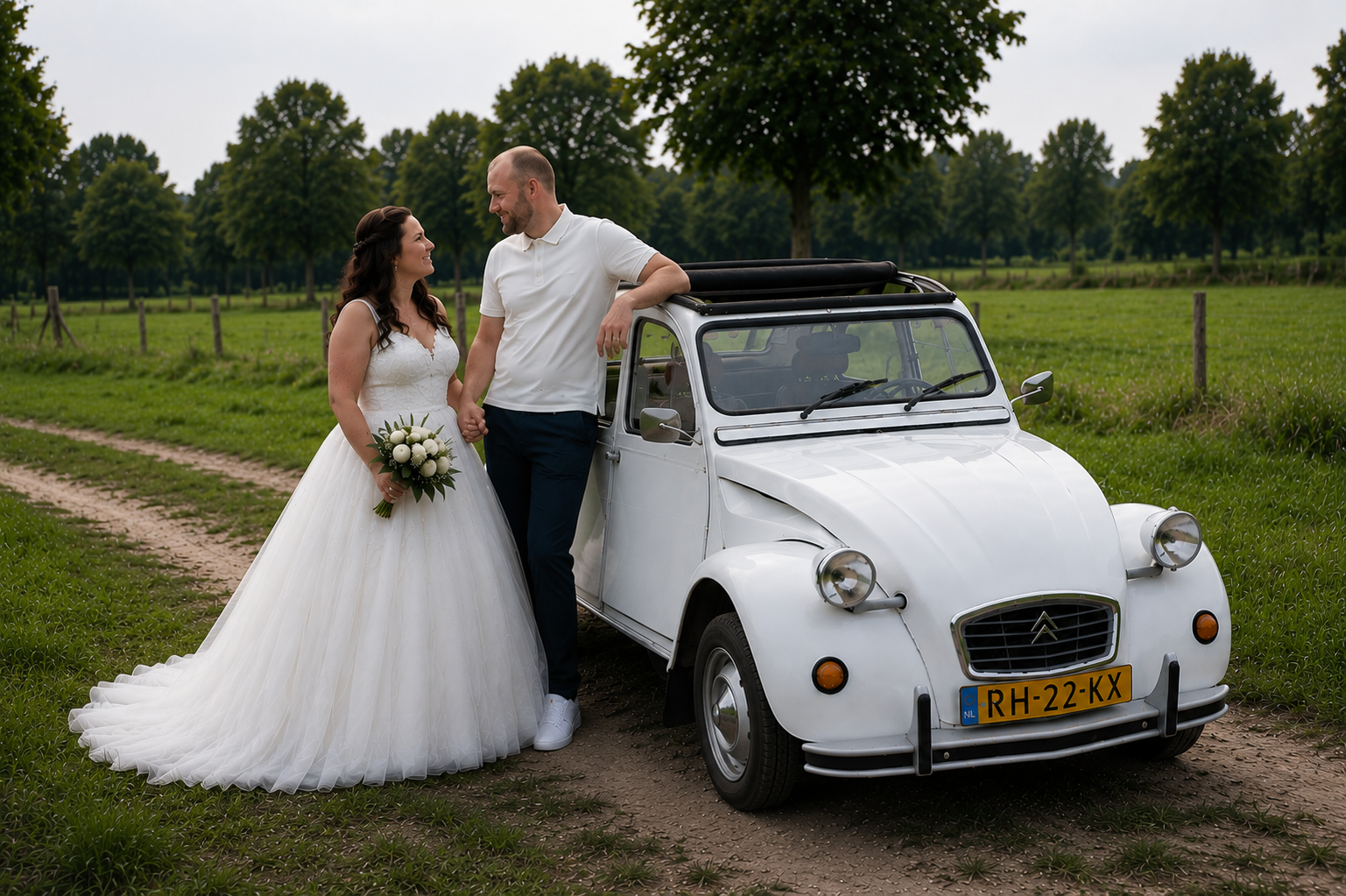 2CV bruiloft sfeer 1